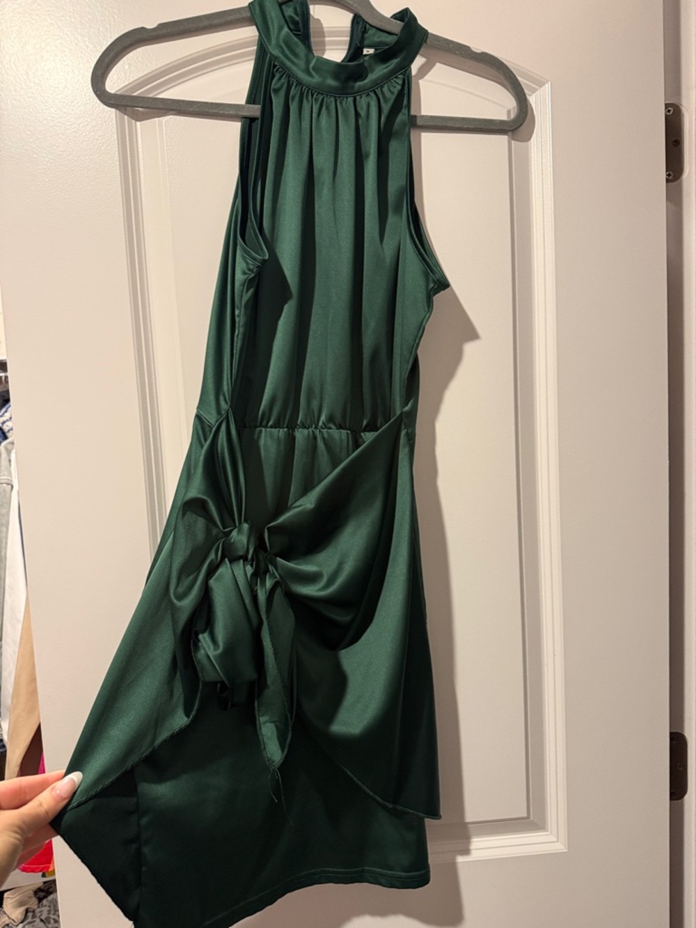 Emerald Green Halter Tie-Back Dress